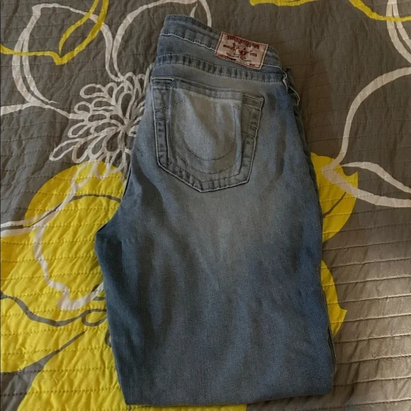 True Religion Women's Light Blue Distressed Curvy Skinny Jeans - Picture 8 of 9